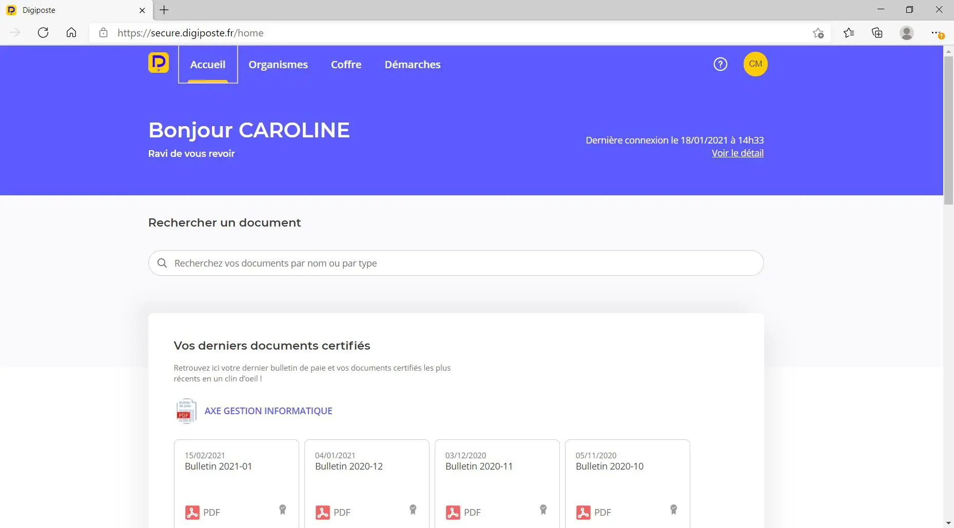 Espace accueil Digiposte