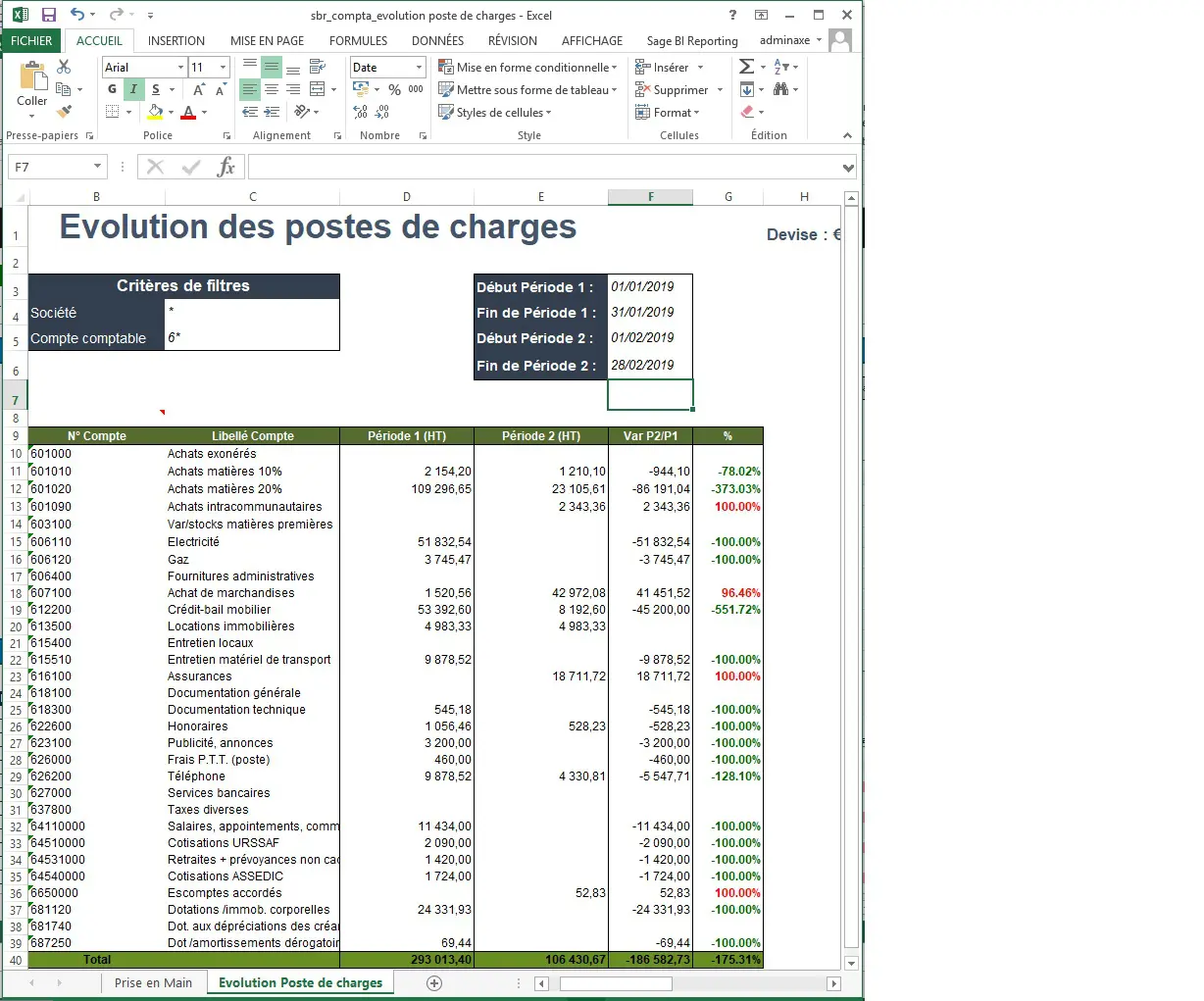 Sage BI reporting