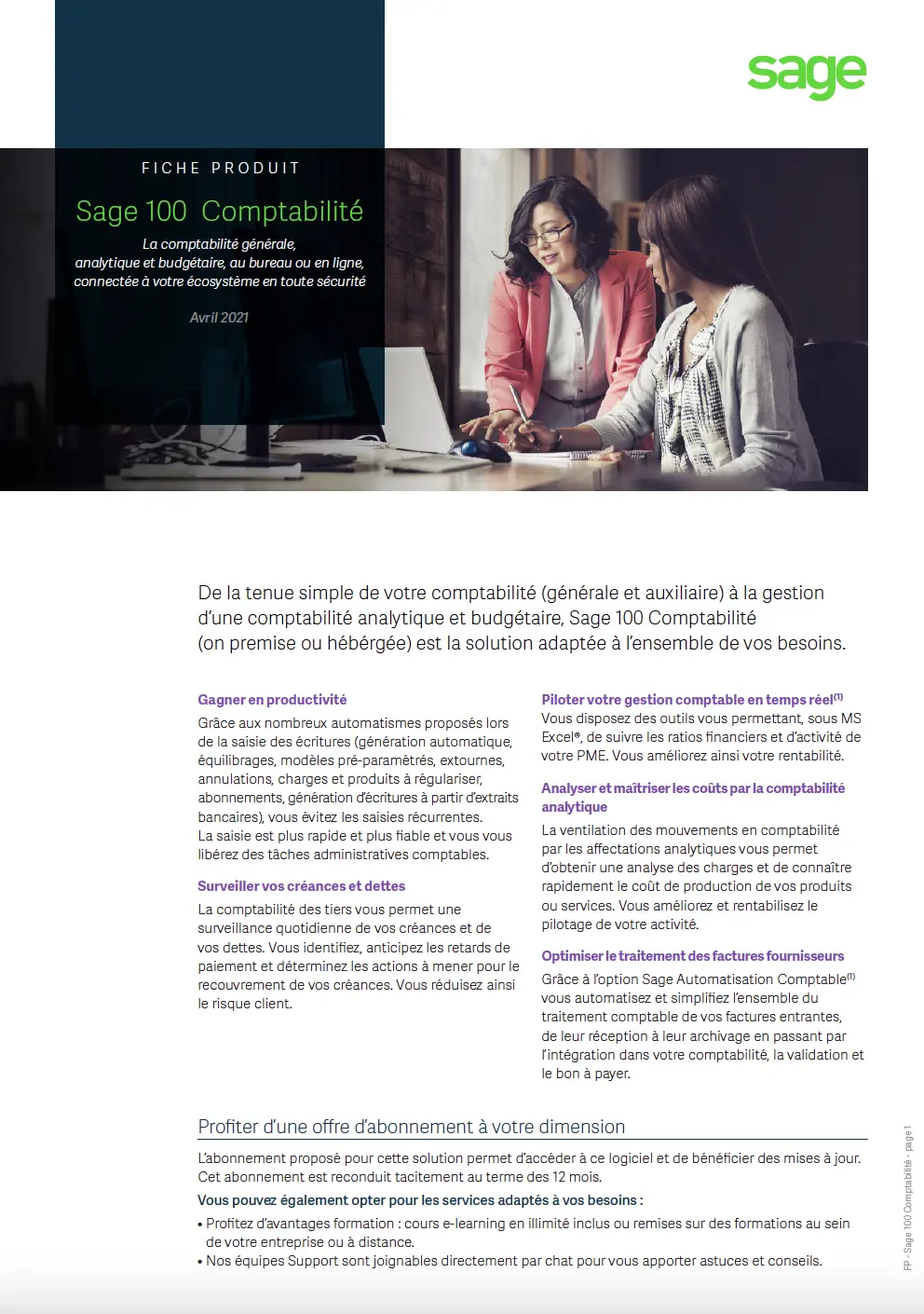 Fiche produit Sage 100 Comptabilité